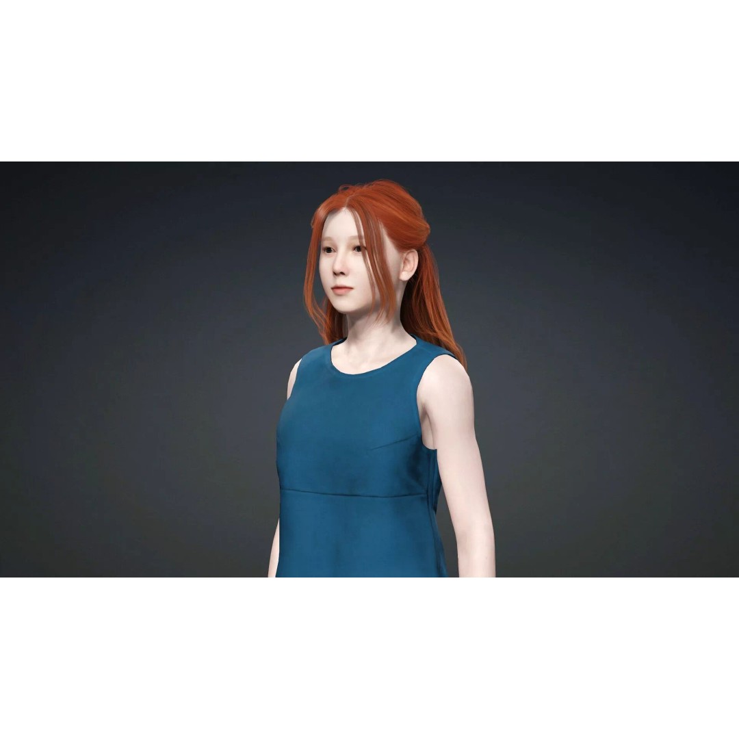 Teen Girl Character 3D Model – Rigged Game Asset, FBX, PBR Textures - View 10