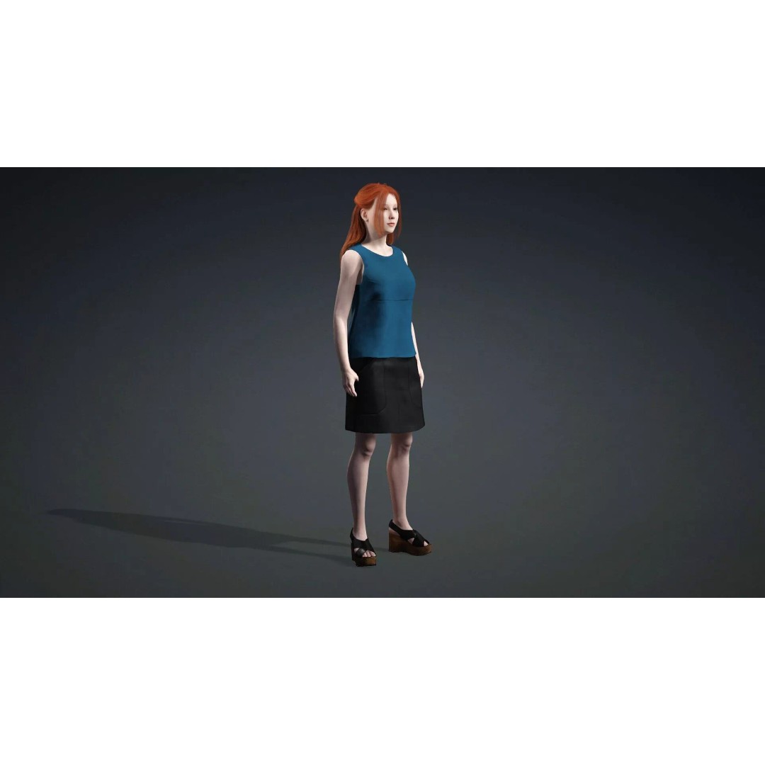 Teen Girl Character 3D Model – Rigged Game Asset, FBX, PBR Textures - View 11