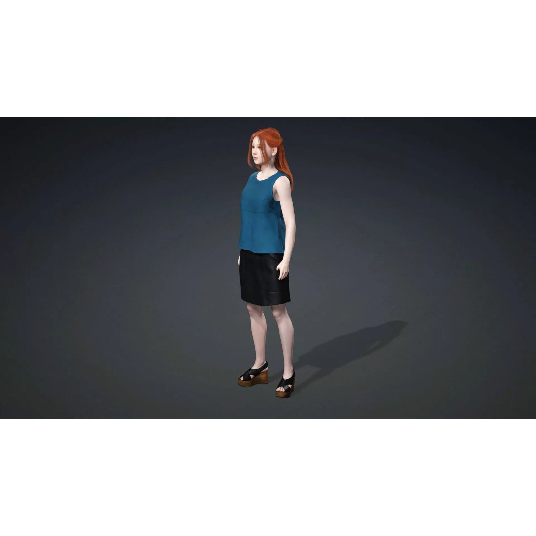 Teen Girl Character 3D Model – Rigged Game Asset, FBX, PBR Textures - View 12