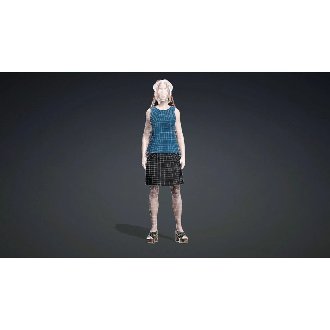 Teen Girl Character 3D Model – Rigged Game Asset, FBX, PBR Textures - View 13