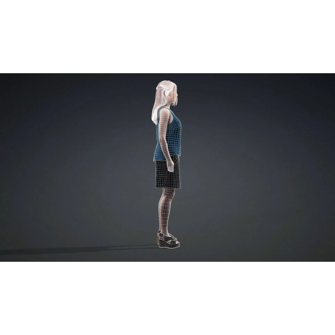 Teen Girl Character 3D Model – Rigged Game Asset, FBX, PBR Textures - View 14