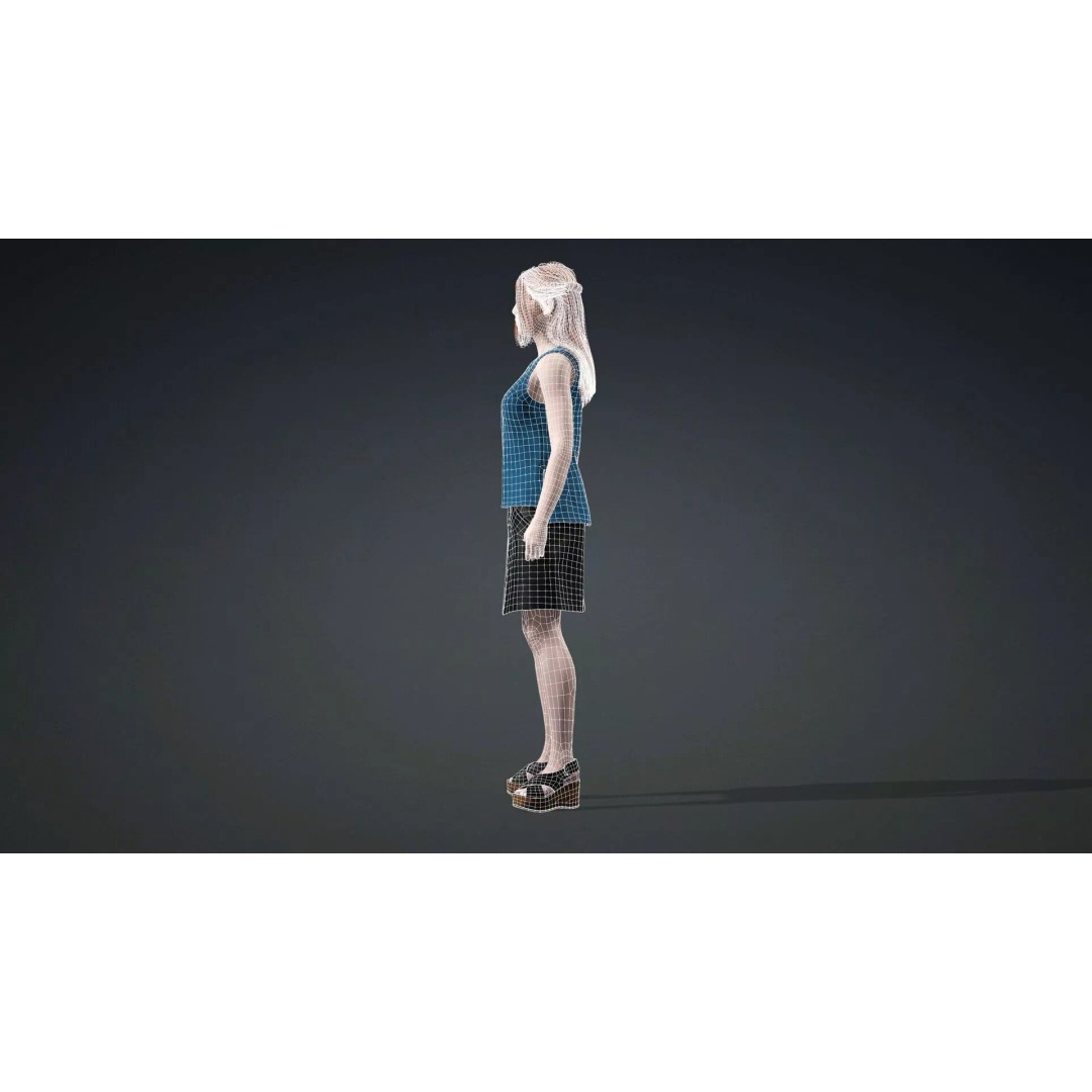 Teen Girl Character 3D Model – Rigged Game Asset, FBX, PBR Textures - View 15