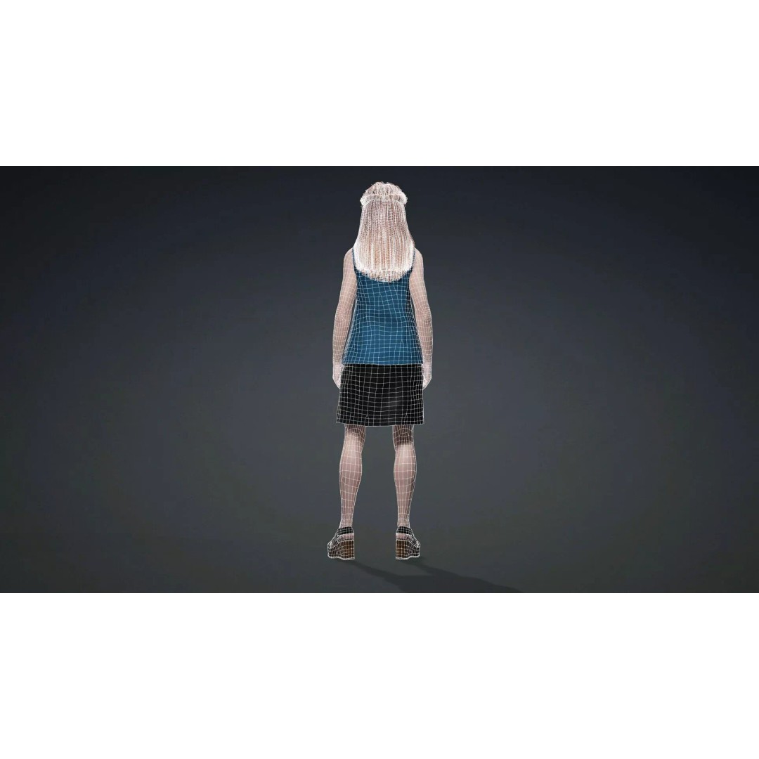 Teen Girl Character 3D Model – Rigged Game Asset, FBX, PBR Textures - View 16