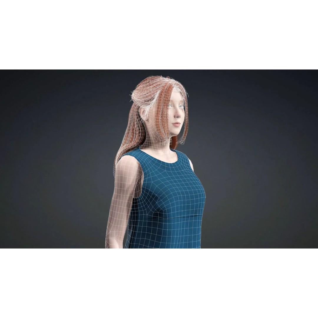 Teen Girl Character 3D Model – Rigged Game Asset, FBX, PBR Textures - View 19