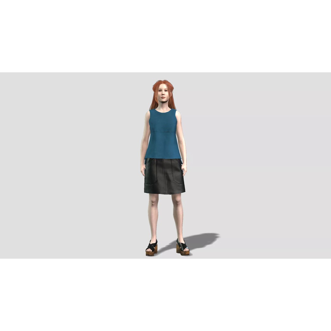 Teen Girl Character 3D Model – Rigged Game Asset, FBX, PBR Textures - View 2