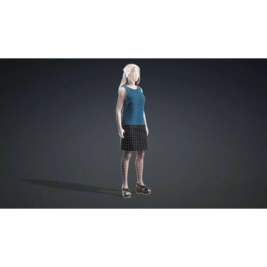 Teen Girl Character 3D Model – Rigged Game Asset, FBX, PBR Textures - View 21