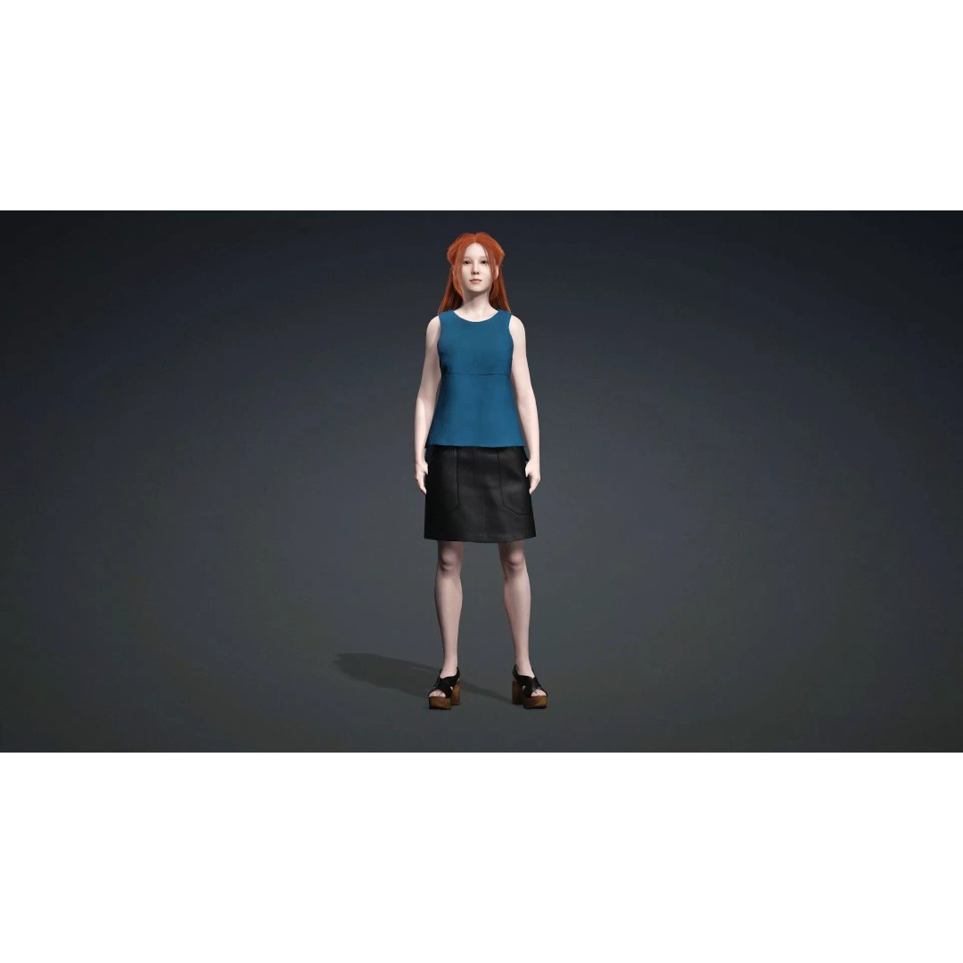 Teen Girl Character 3D Model – Rigged Game Asset, FBX, PBR Textures - View 3