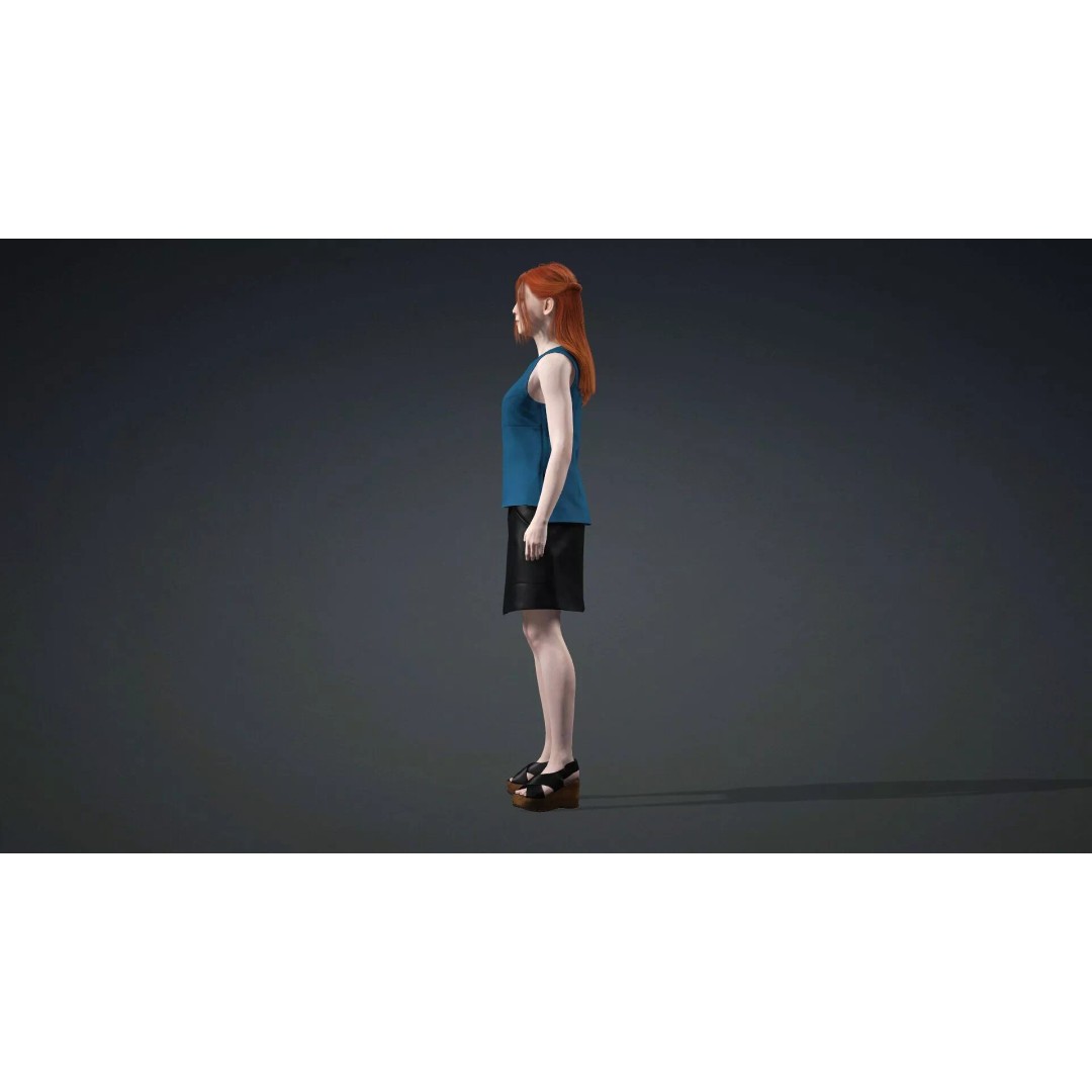 Teen Girl Character 3D Model – Rigged Game Asset, FBX, PBR Textures - View 5