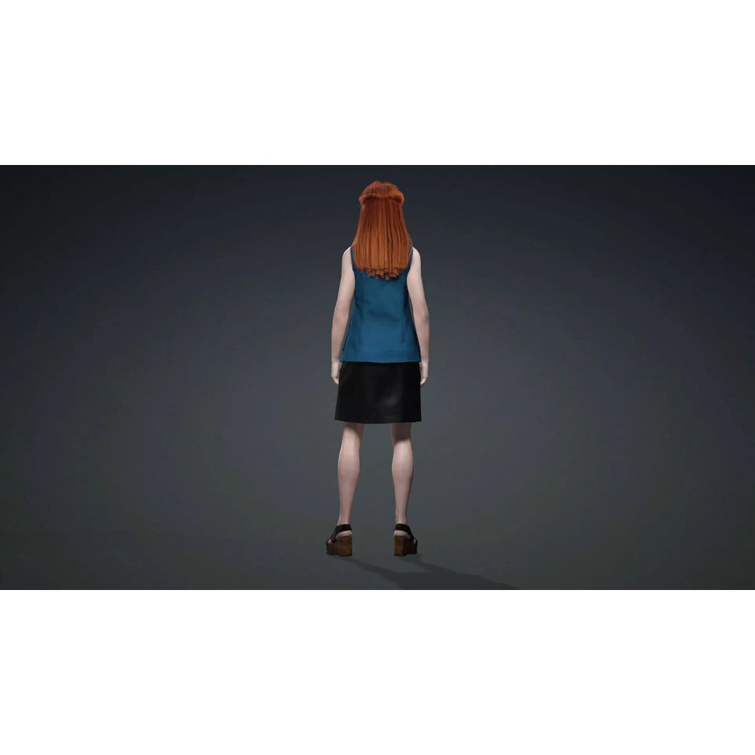 Teen Girl Character 3D Model – Rigged Game Asset, FBX, PBR Textures - View 6