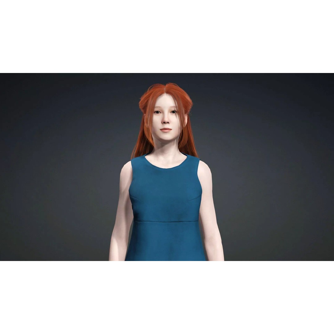Teen Girl Character 3D Model – Rigged Game Asset, FBX, PBR Textures - View 8