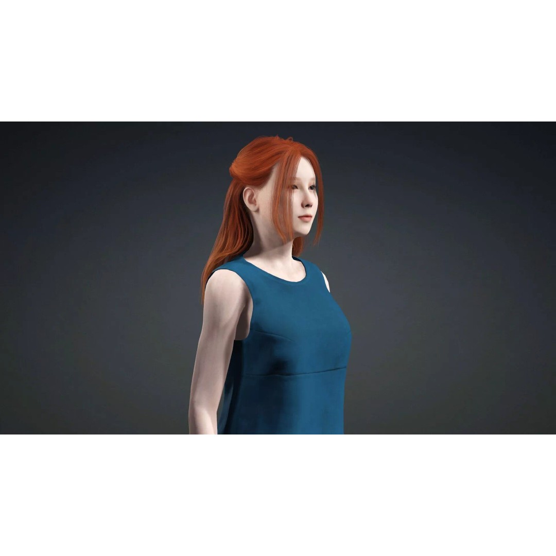 Teen Girl Character 3D Model – Rigged Game Asset, FBX, PBR Textures - View 9