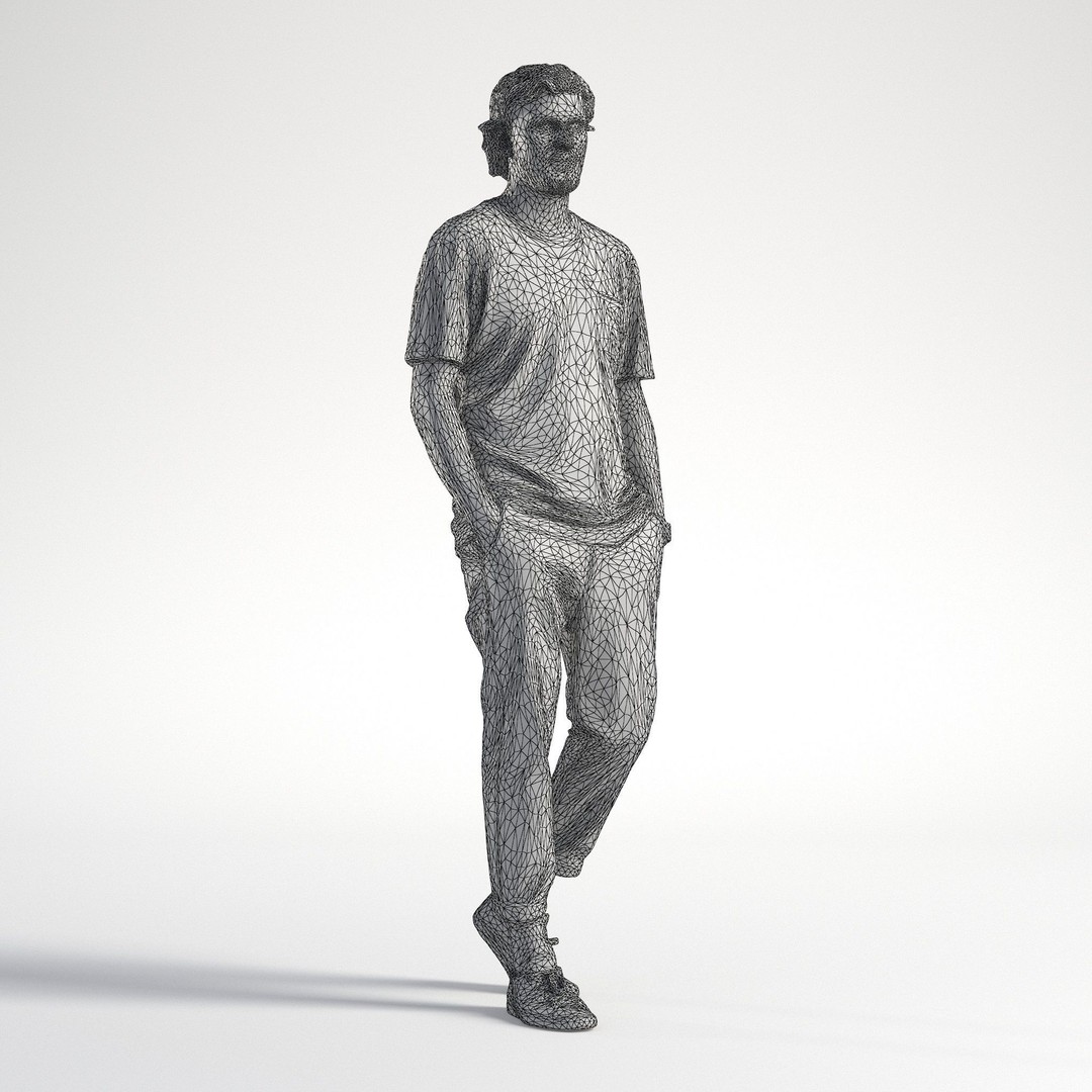 Low Poly Man 3D Model – Casual Outfit Walking, FBX, Game Ready