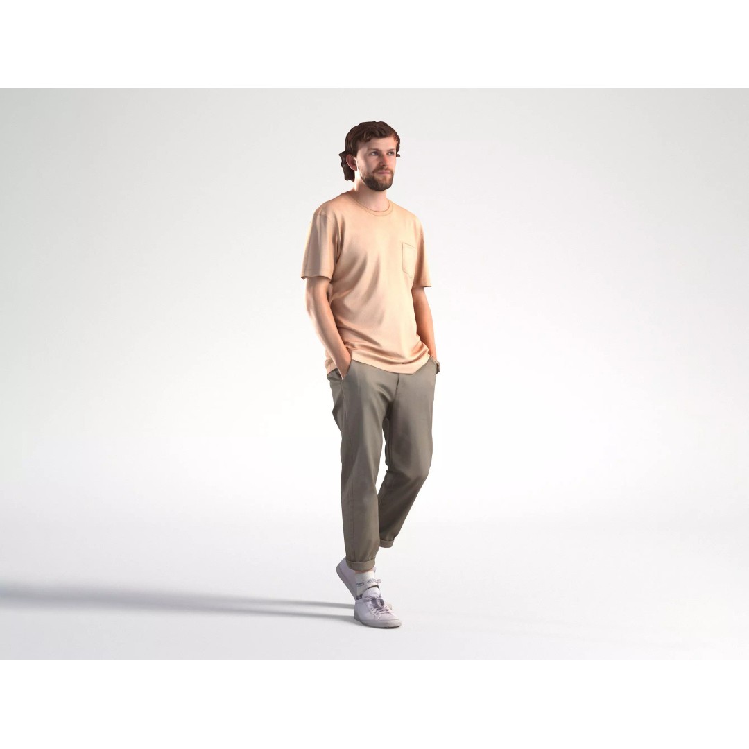 Low Poly Man 3D Model – Casual Outfit Walking, FBX, Game Ready - View 2