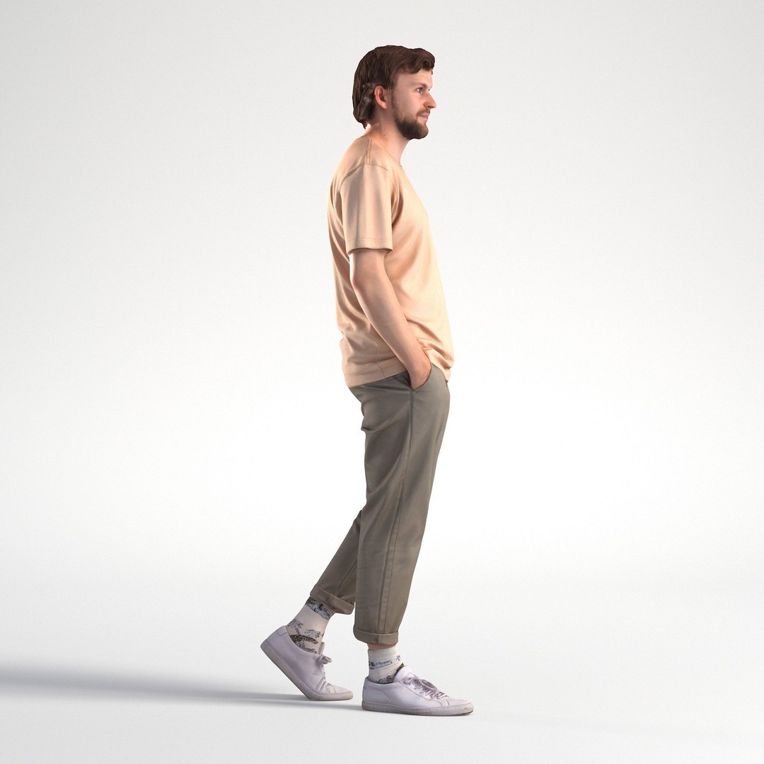 Low Poly Man 3D Model – Casual Outfit Walking, FBX, Game Ready - View 3