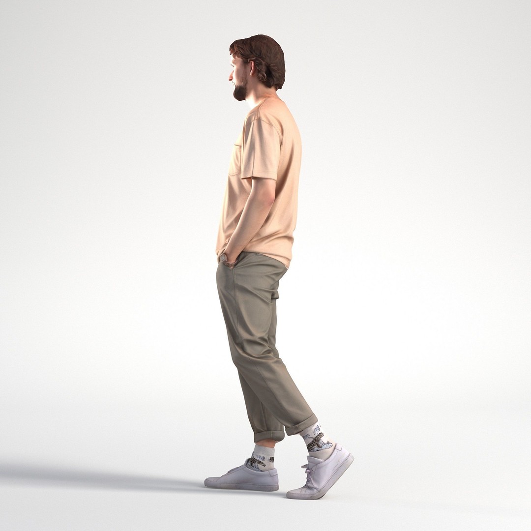 Low Poly Man 3D Model – Casual Outfit Walking, FBX, Game Ready - View 7