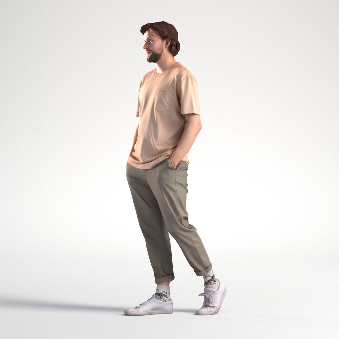 Low Poly Man 3D Model – Casual Outfit Walking, FBX, Game Ready - View 8