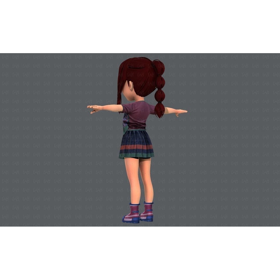 Base GirlV02 3D Model – Cartoon Female Character Clothing, FBX - View 10