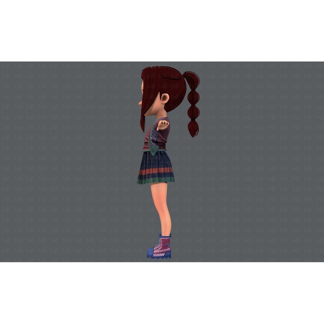 Base GirlV02 3D Model – Cartoon Female Character Clothing, FBX - View 11