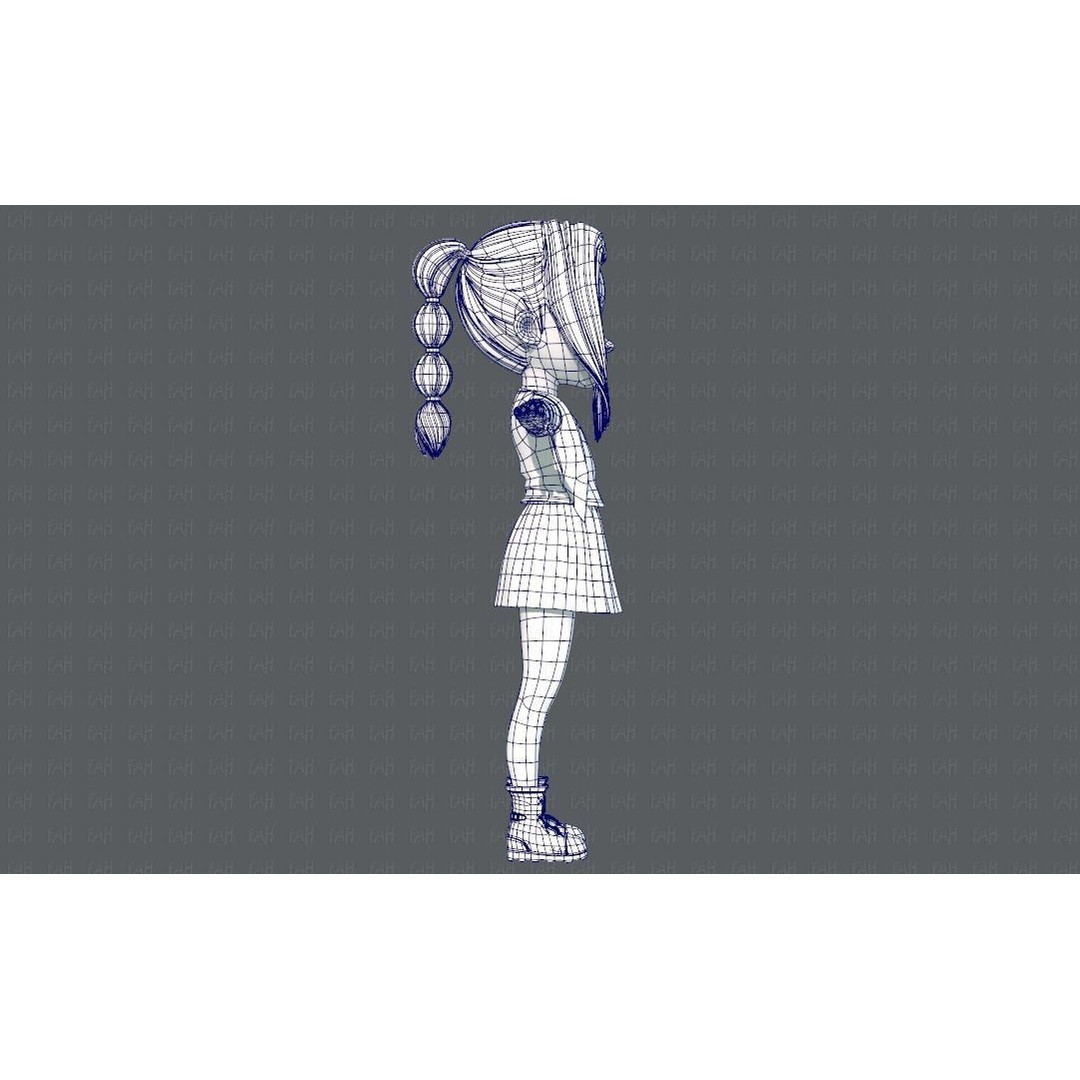 Base GirlV02 3D Model – Cartoon Female Character Clothing, FBX - View 15