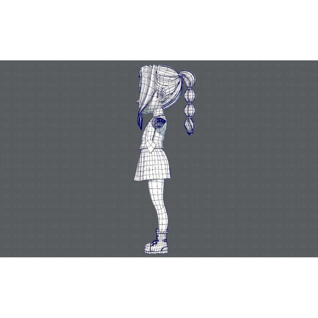 Base GirlV02 3D Model – Cartoon Female Character Clothing, FBX - View 19