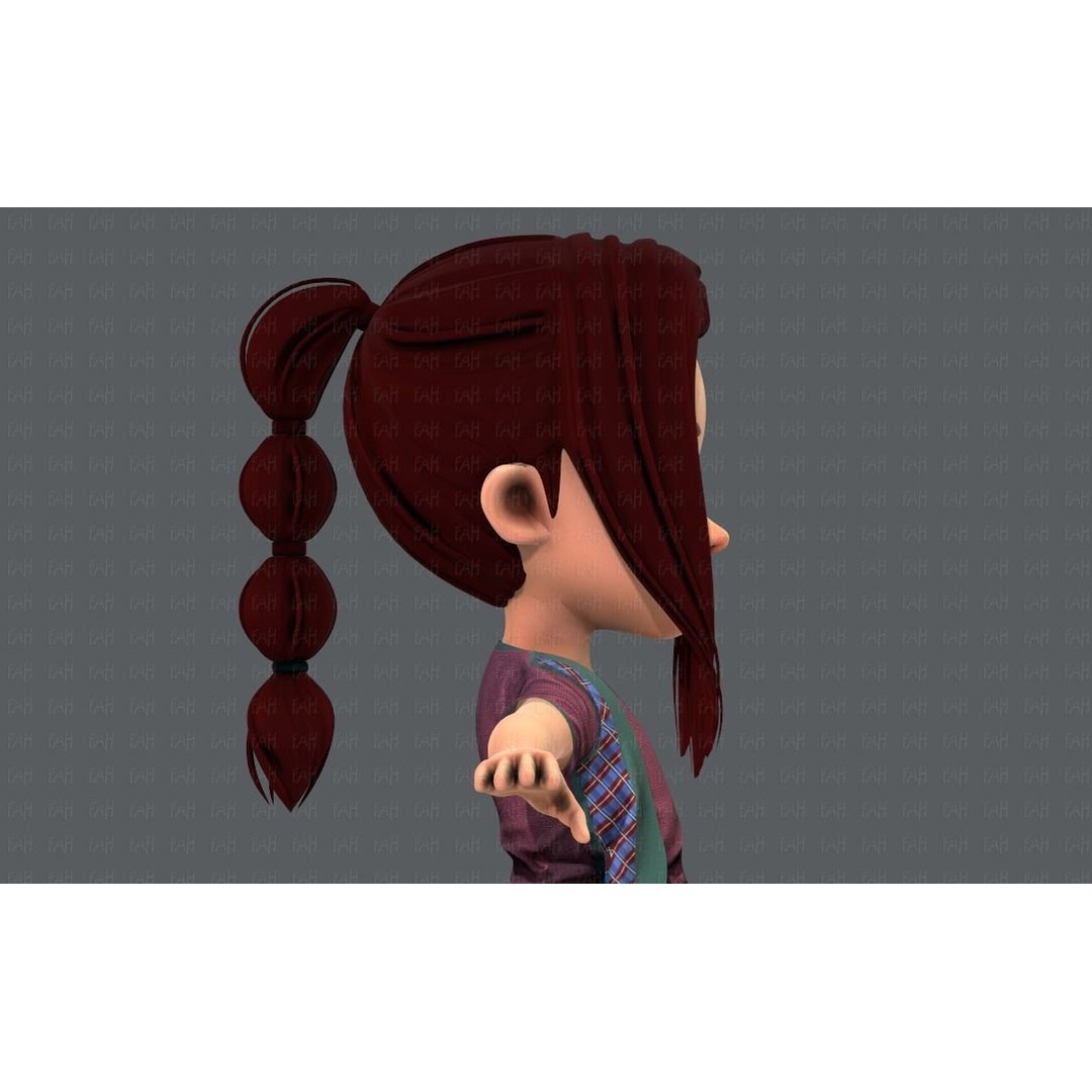 Base GirlV02 3D Model – Cartoon Female Character Clothing, FBX - View 23