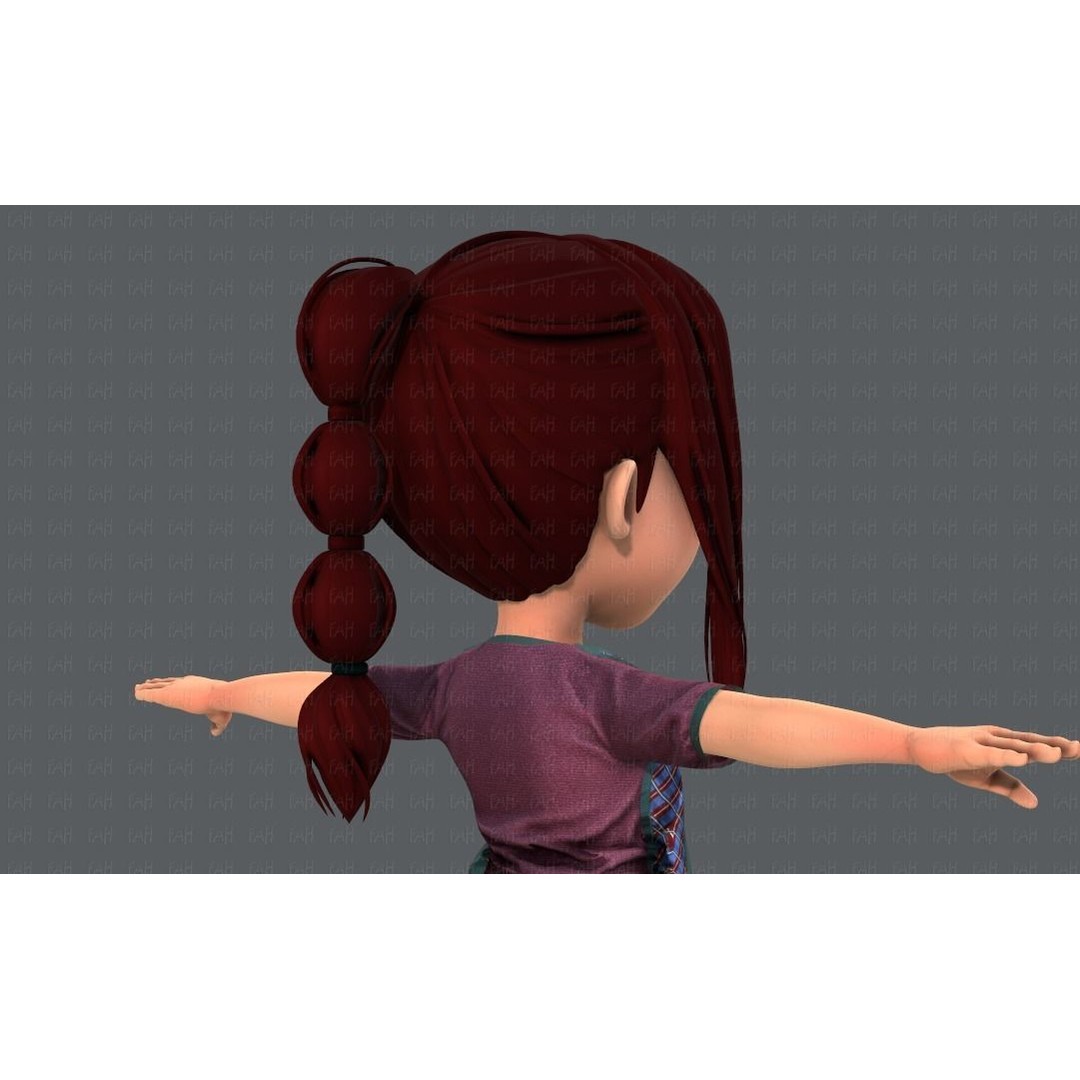 Base GirlV02 3D Model – Cartoon Female Character Clothing, FBX - View 24