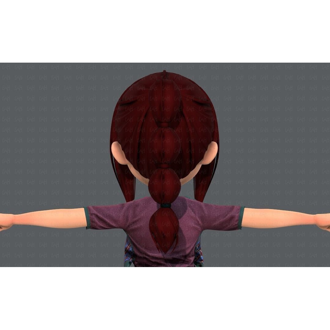 Base GirlV02 3D Model – Cartoon Female Character Clothing, FBX - View 25