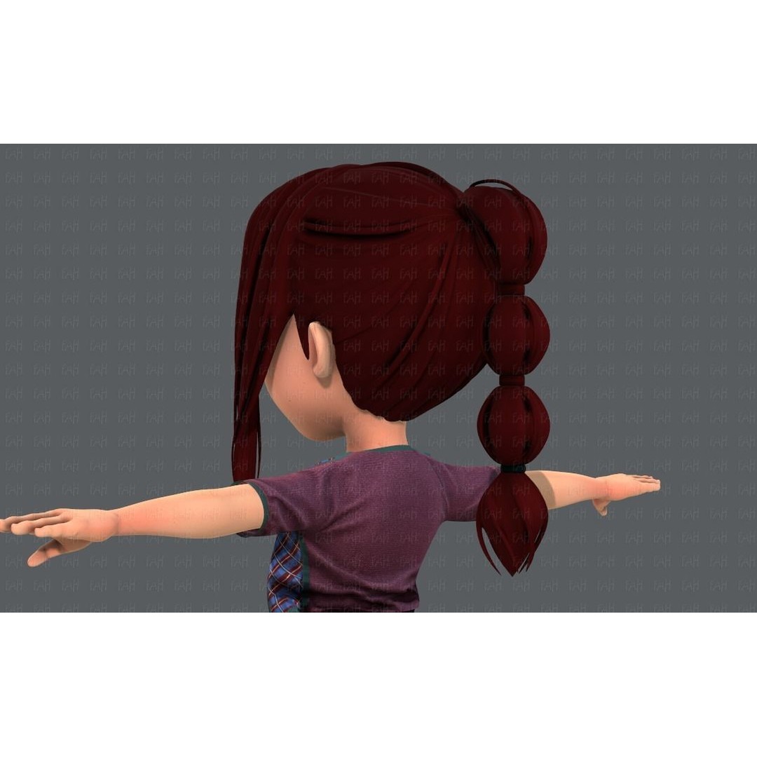 Base GirlV02 3D Model – Cartoon Female Character Clothing, FBX - View 26