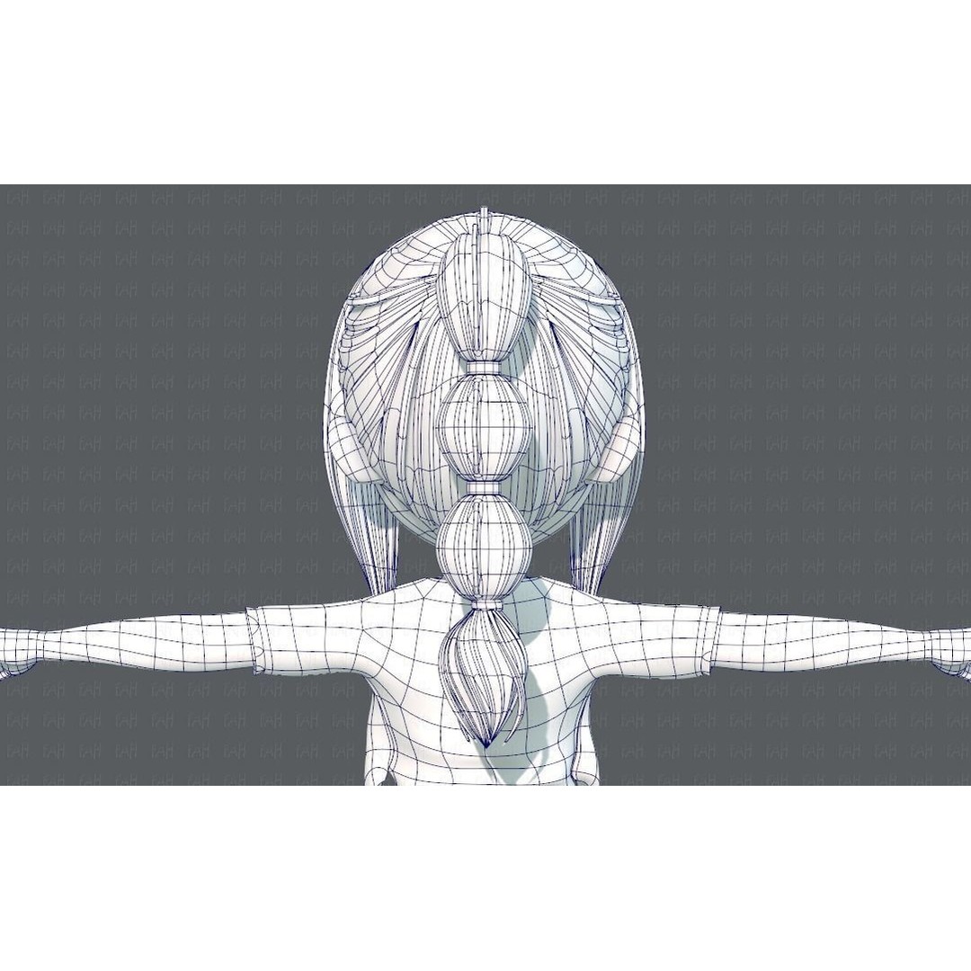 Base GirlV02 3D Model – Cartoon Female Character Clothing, FBX - View 33