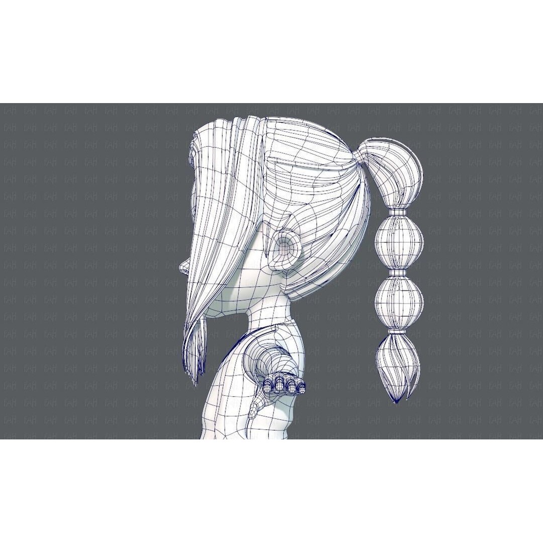 Base GirlV02 3D Model – Cartoon Female Character Clothing, FBX - View 35