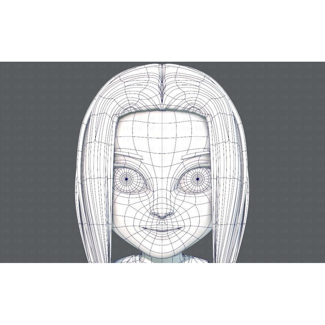Base GirlV02 3D Model – Cartoon Female Character Clothing, FBX - View 38