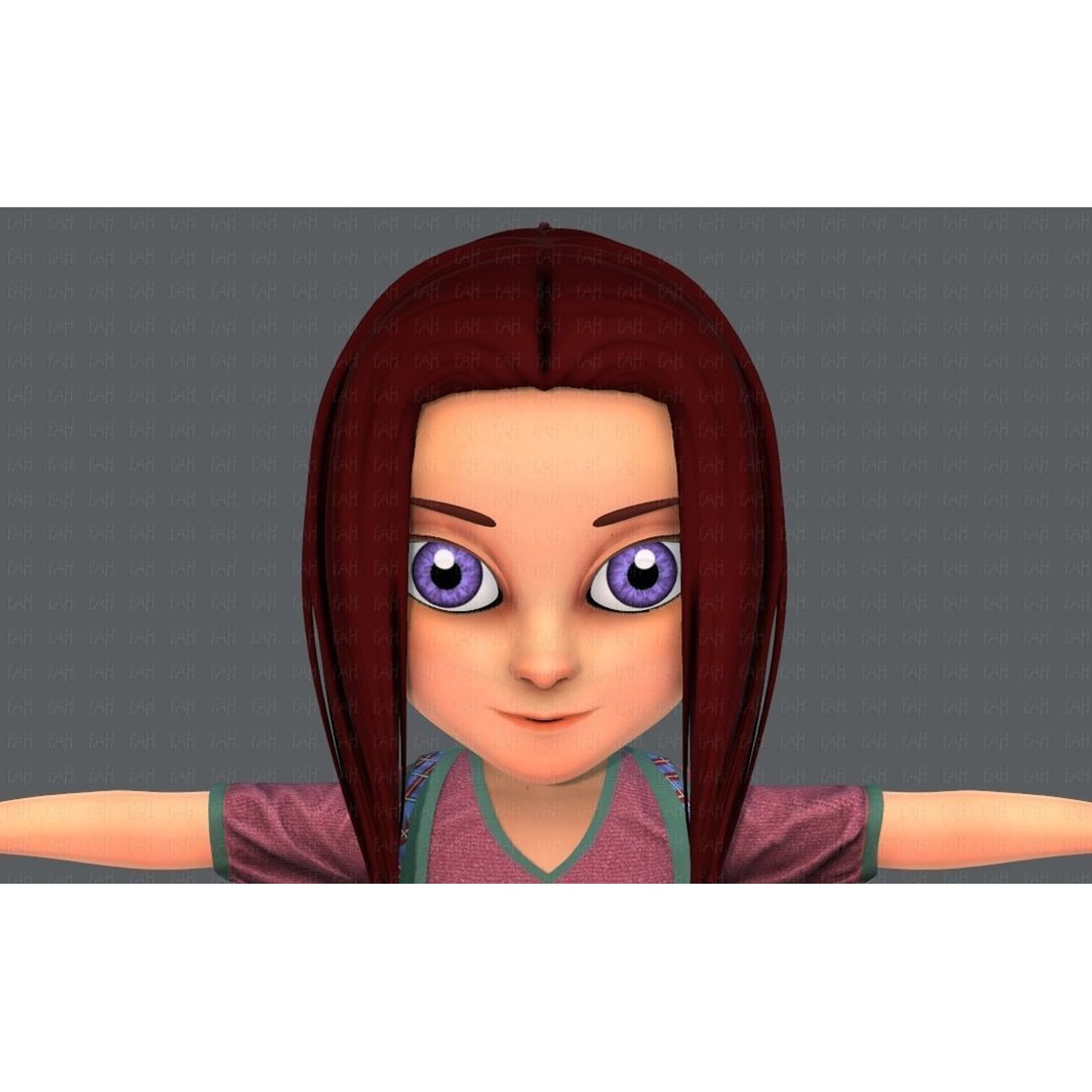 Base GirlV02 3D Model – Cartoon Female Character Clothing, FBX - View 43