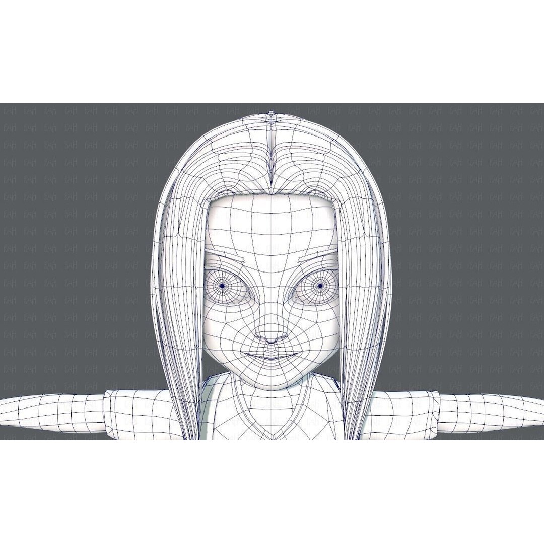 Base GirlV02 3D Model – Cartoon Female Character Clothing, FBX - View 44