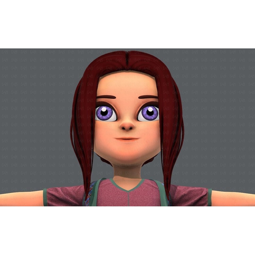 Base GirlV02 3D Model – Cartoon Female Character Clothing, FBX - View 45