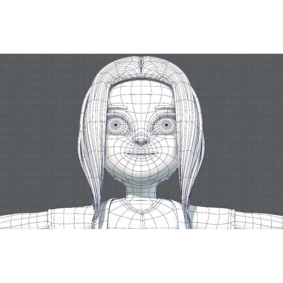 Base GirlV02 3D Model – Cartoon Female Character Clothing, FBX - View 46