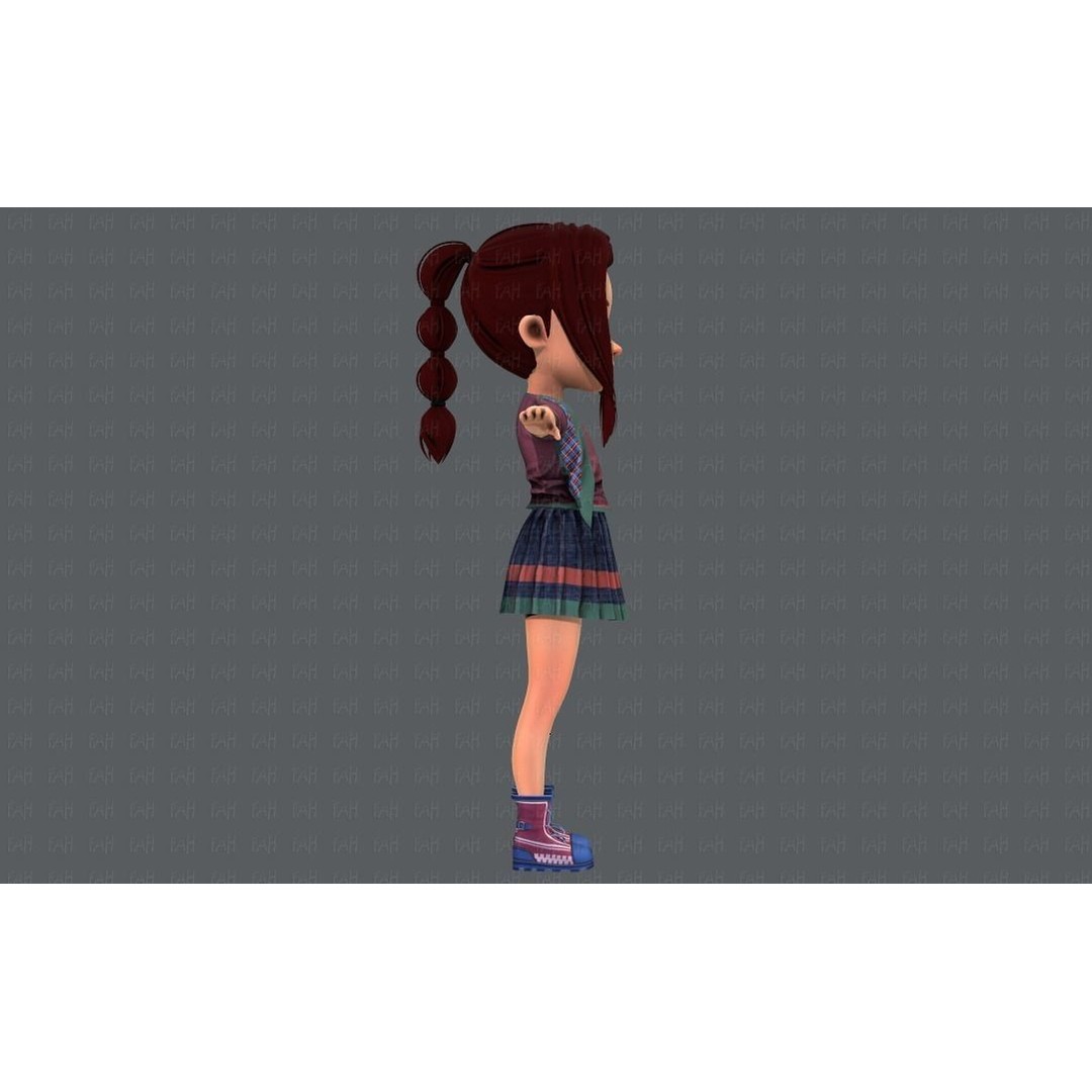 Base GirlV02 3D Model – Cartoon Female Character Clothing, FBX - View 7