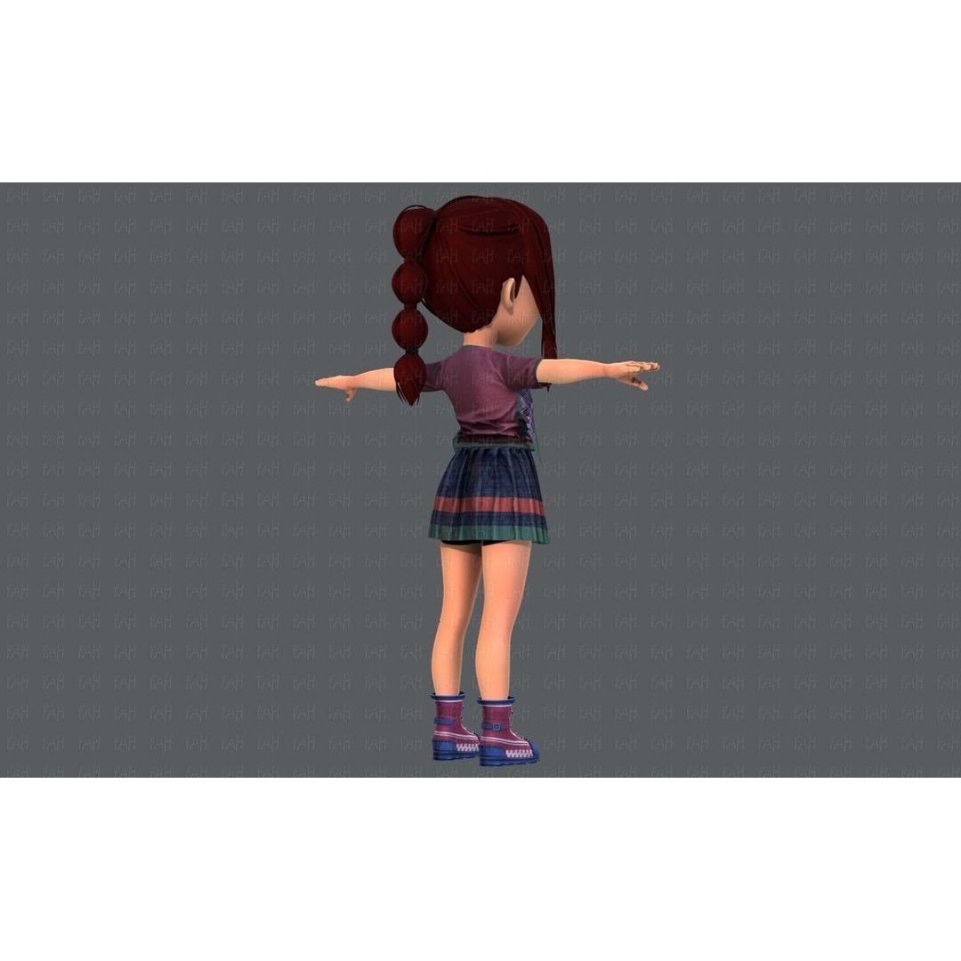 Base GirlV02 3D Model – Cartoon Female Character Clothing, FBX - View 8