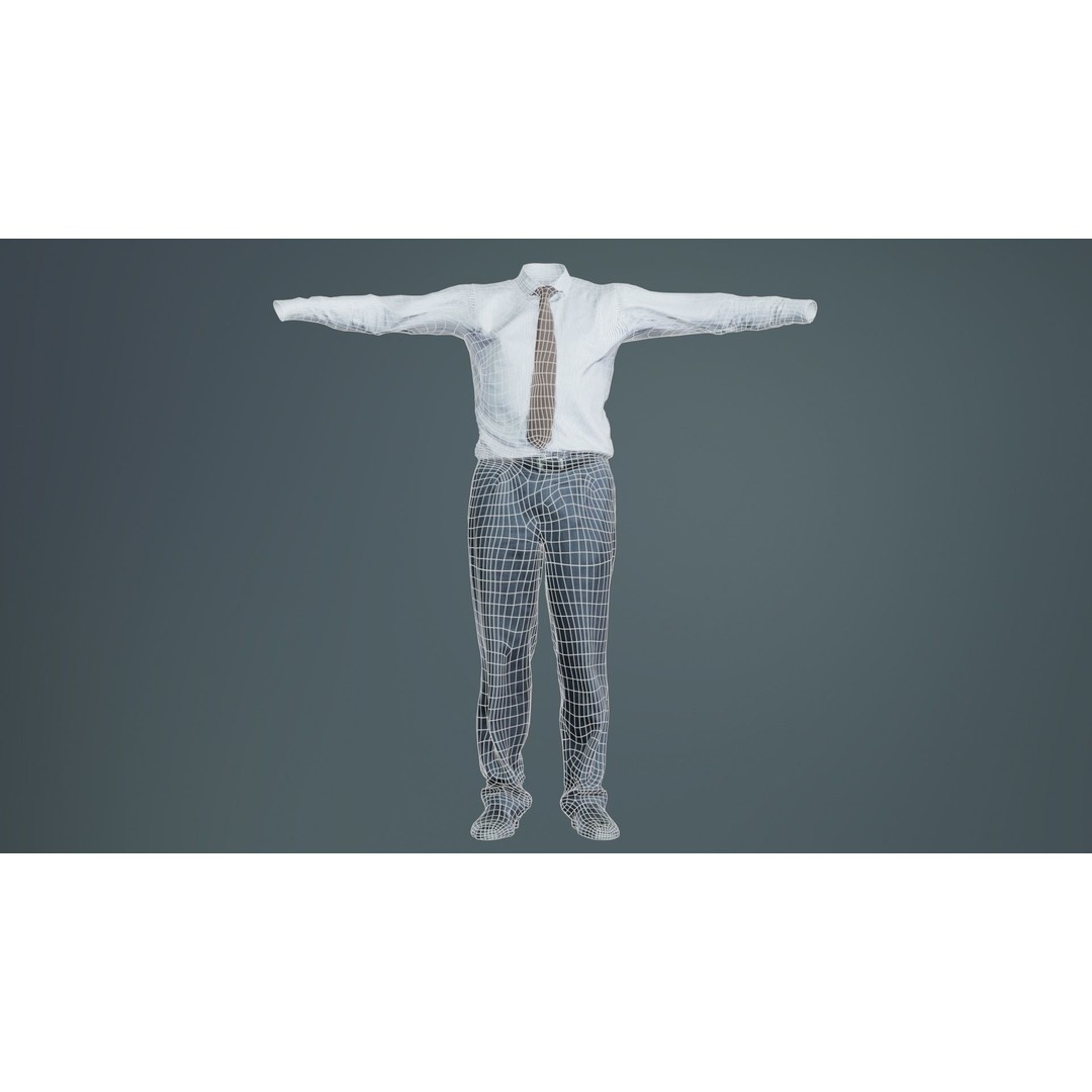 Business Costume 11 3D Model – Low Poly Character Asset, FBX, Blender - View 11