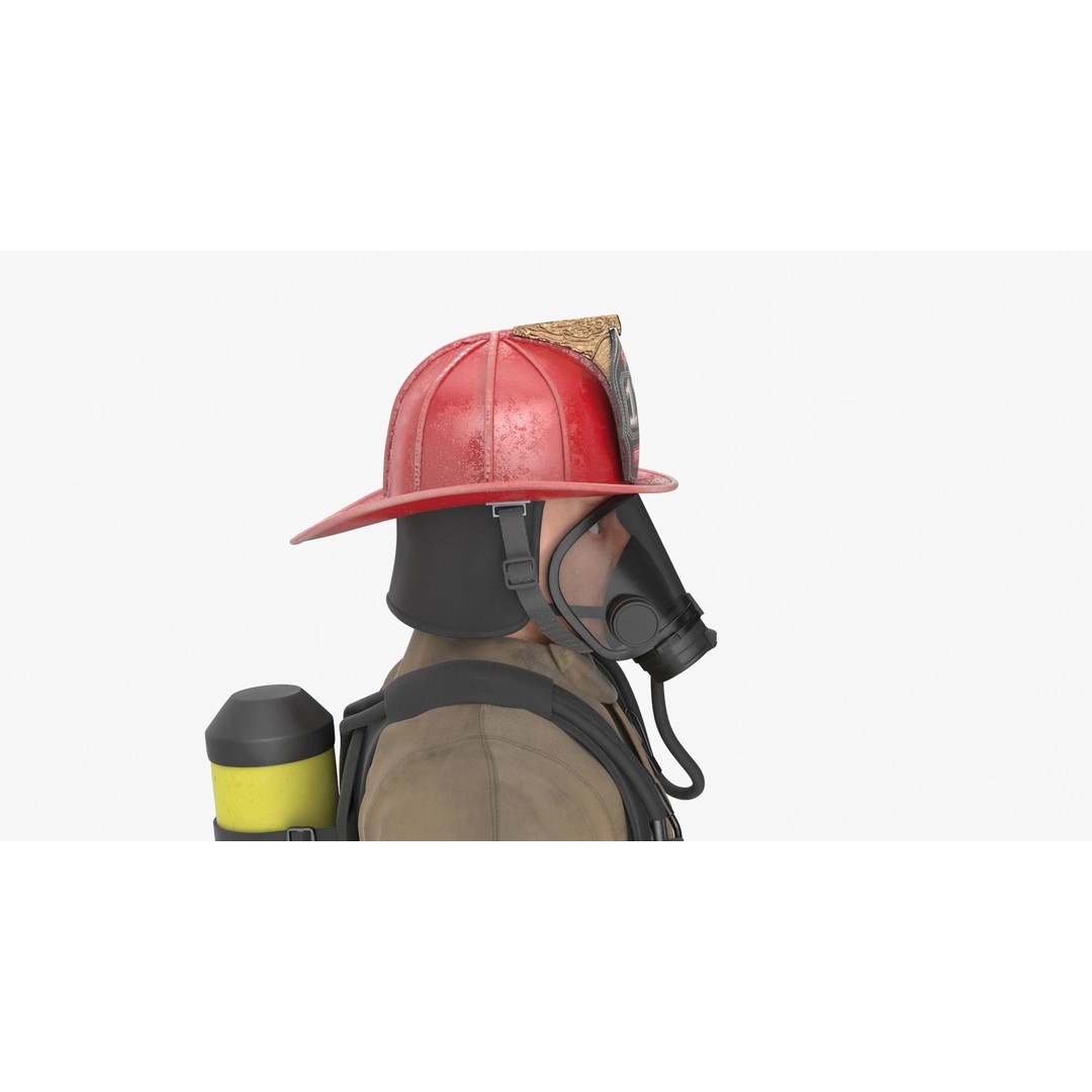 Firefighter 3D Model – Low Poly Character Asset, PBR Textures - View 12