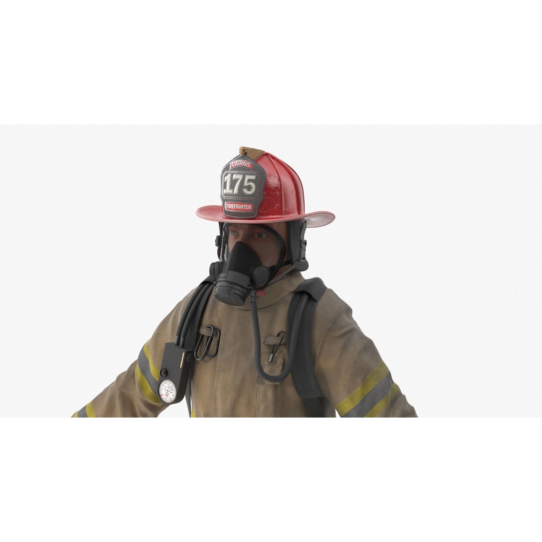 Firefighter 3D Model – Low Poly Character Asset, PBR Textures - View 13