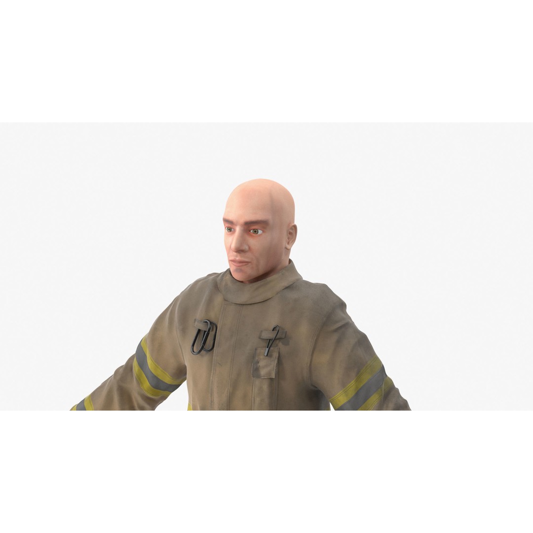 Firefighter 3D Model – Low Poly Character Asset, PBR Textures - View 14