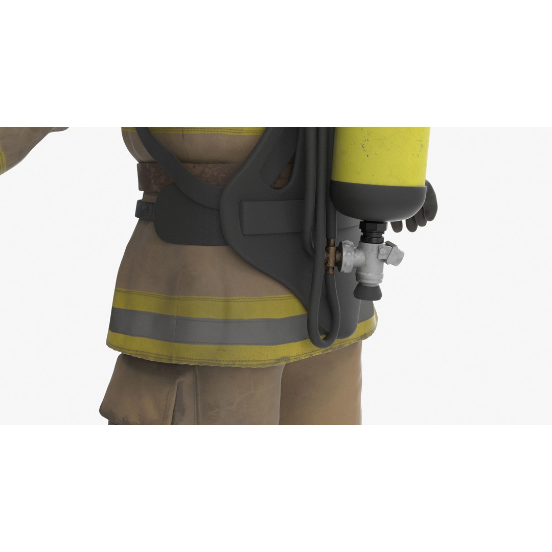Firefighter 3D Model – Low Poly Character Asset, PBR Textures - View 15