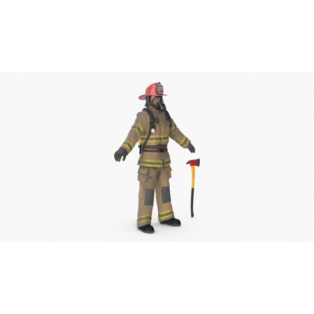 Firefighter 3D Model – Low Poly Character Asset, PBR Textures - View 18