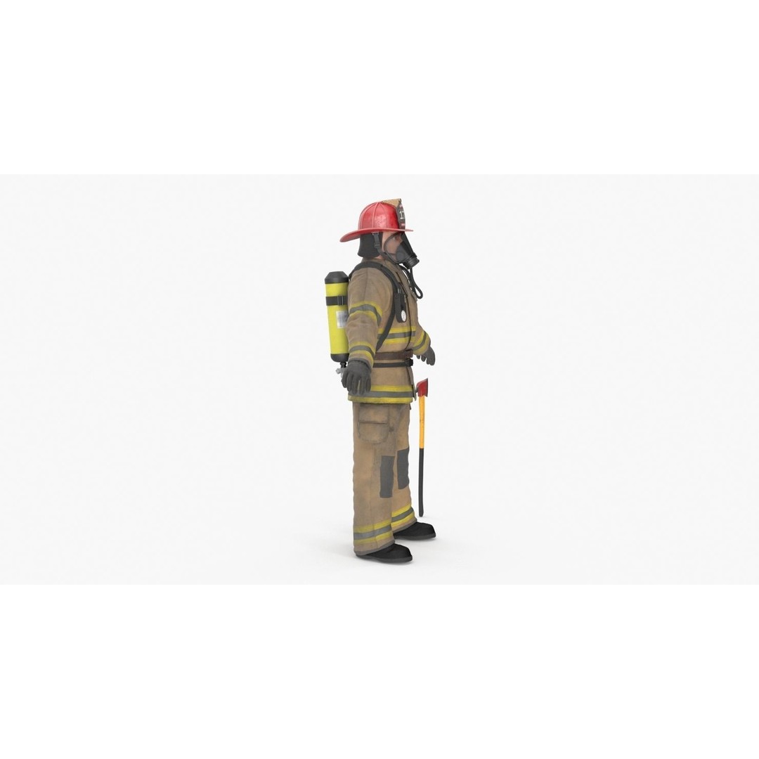 Firefighter 3D Model – Low Poly Character Asset, PBR Textures - View 19
