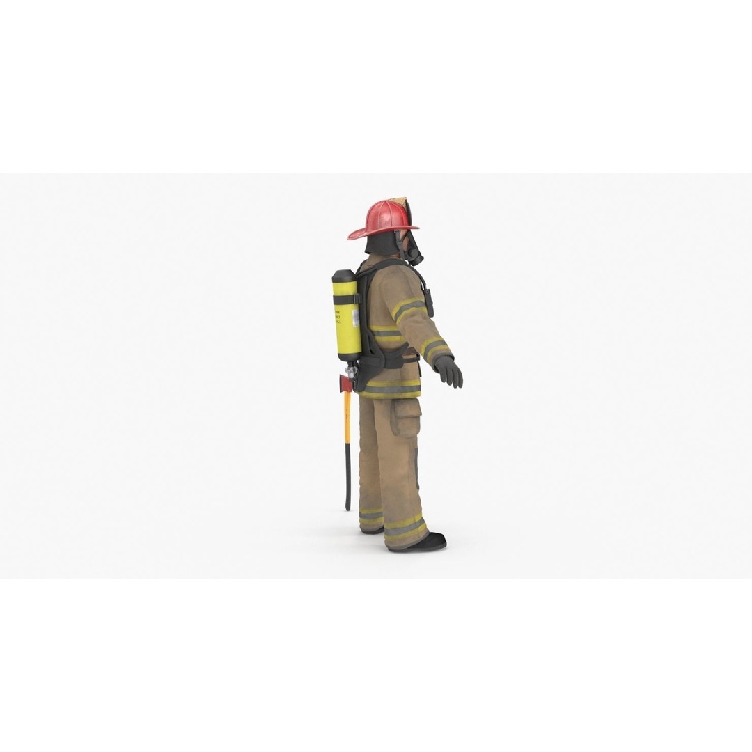 Firefighter 3D Model – Low Poly Character Asset, PBR Textures - View 20