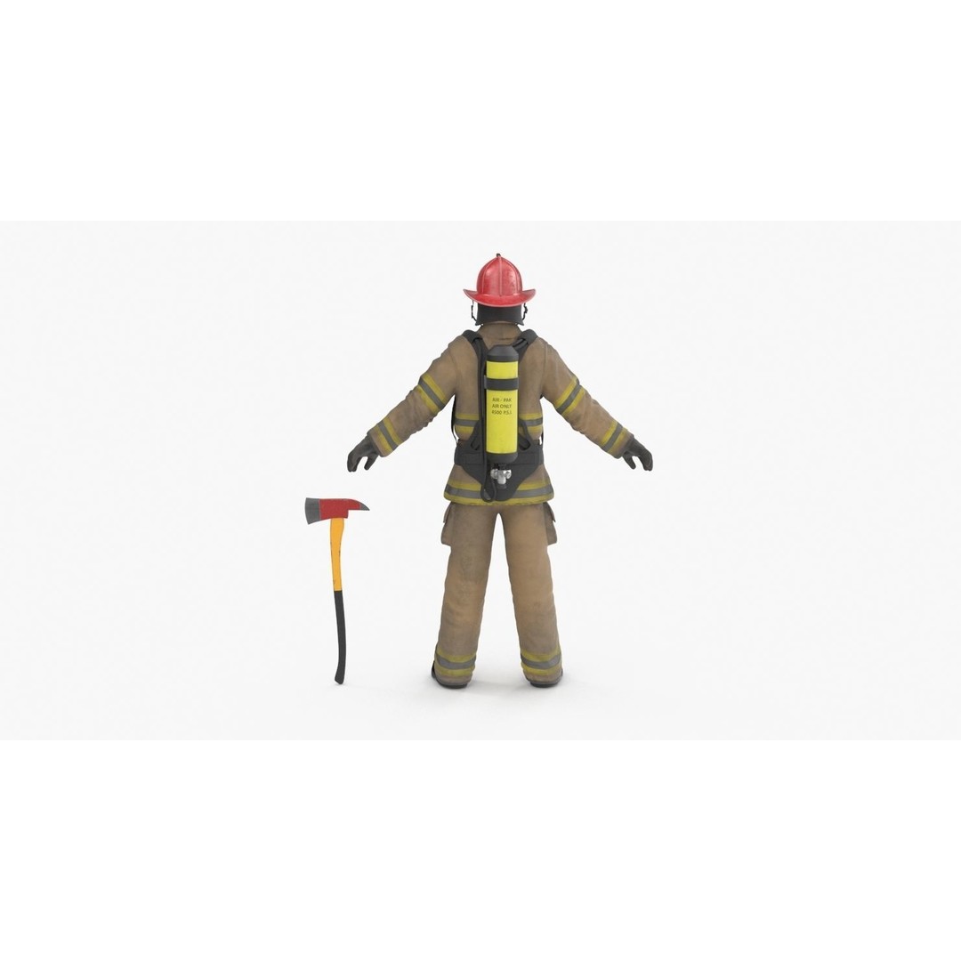 Firefighter 3D Model – Low Poly Character Asset, PBR Textures - View 22