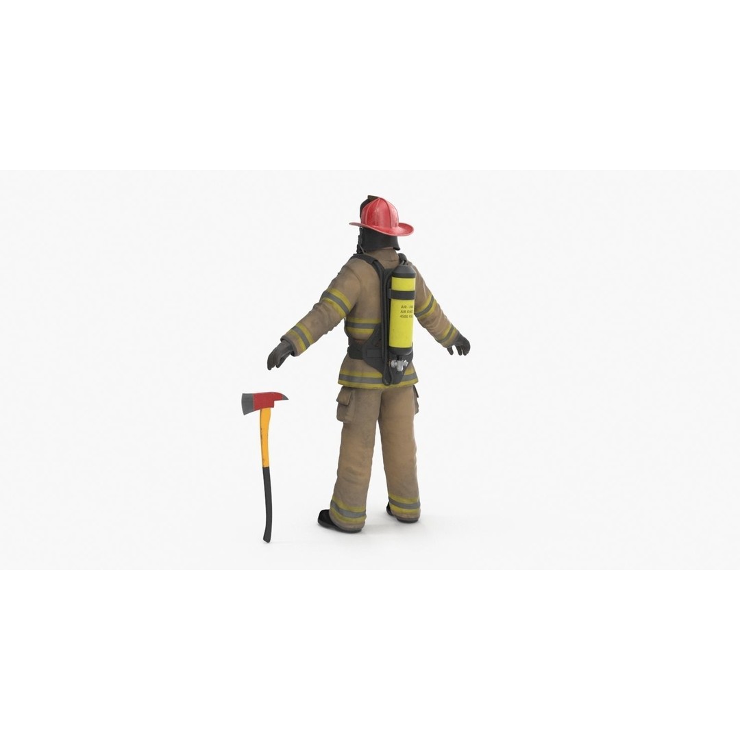 Firefighter 3D Model – Low Poly Character Asset, PBR Textures - View 23