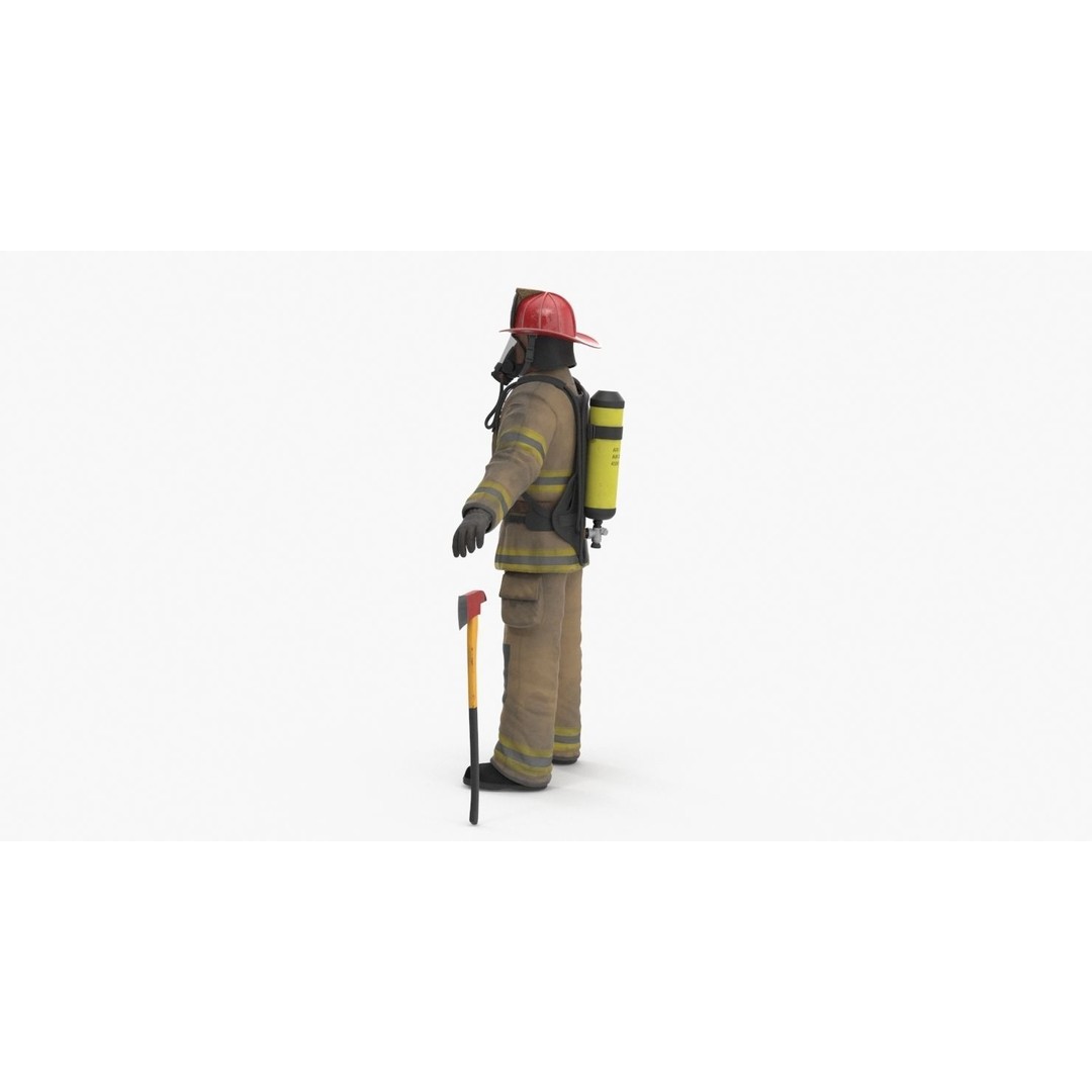 Firefighter 3D Model – Low Poly Character Asset, PBR Textures - View 24