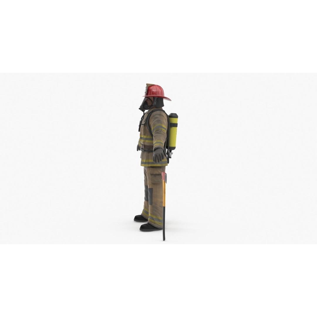 Firefighter 3D Model – Low Poly Character Asset, PBR Textures - View 25