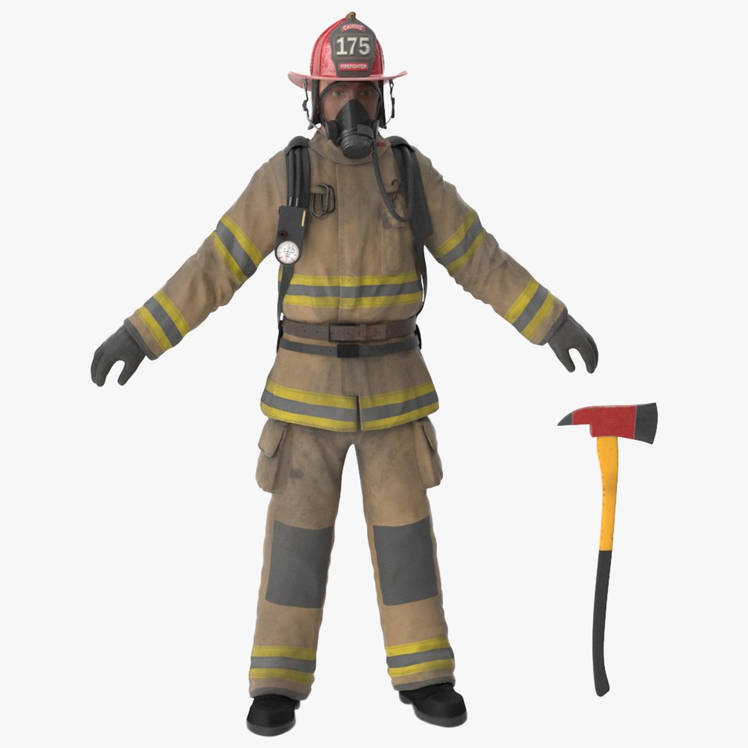 Firefighter 3D Model – Low Poly Character Asset, PBR Textures - View 27